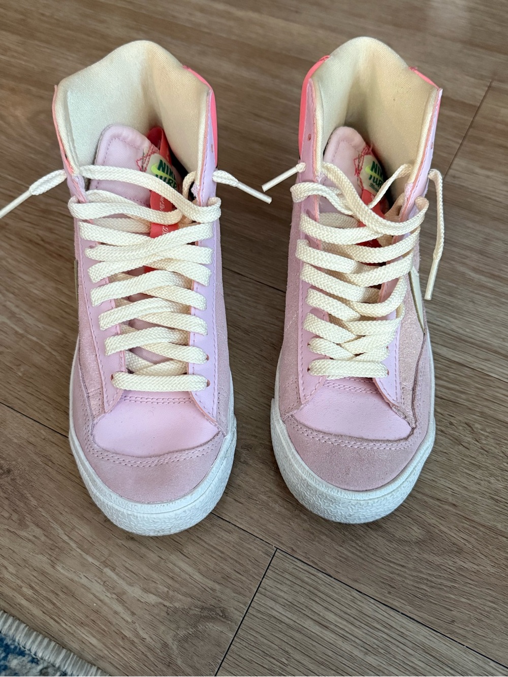 Nike Women’s Pink High-Top Sneakers with Cream Laces